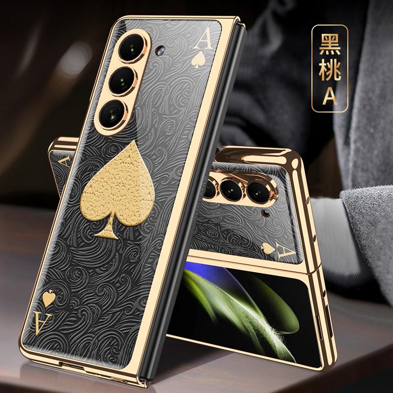 Luksusowe Platerowane Etui Pełne Pokrycie dla Samsunga Galaxy Z Fold 7 6 5 Fold5 Malowane Szkło Hartowane Odporne na Wstrząsy Ochronne Etui na Telefon