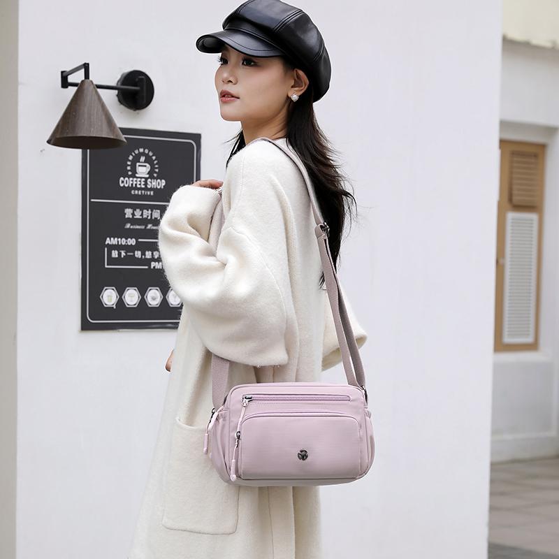 Small Square Bag Women's Water-Repellent Crossbody Bag Shoulder Bag Solid Color Mother Bag