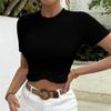Round Neck Tassel Bottom Short T-shirt Spring/Summer New Women Slim Fit Crop Top Ladies Fashion Elegant Casual Solid Color Shirt Office Sweet Clothing
