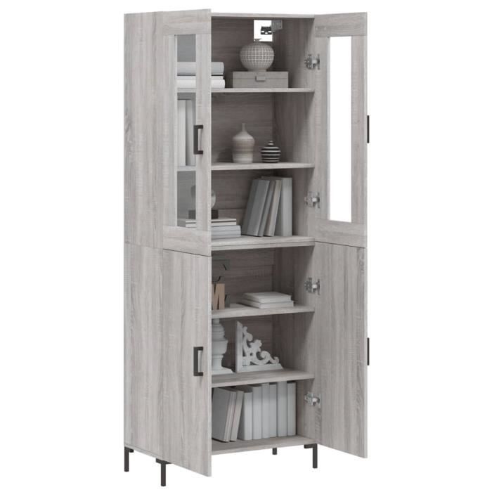 VidaXL Buffet haut Sonoma gris 69,5x34x180 cm Bois d'ingénierie 3198215