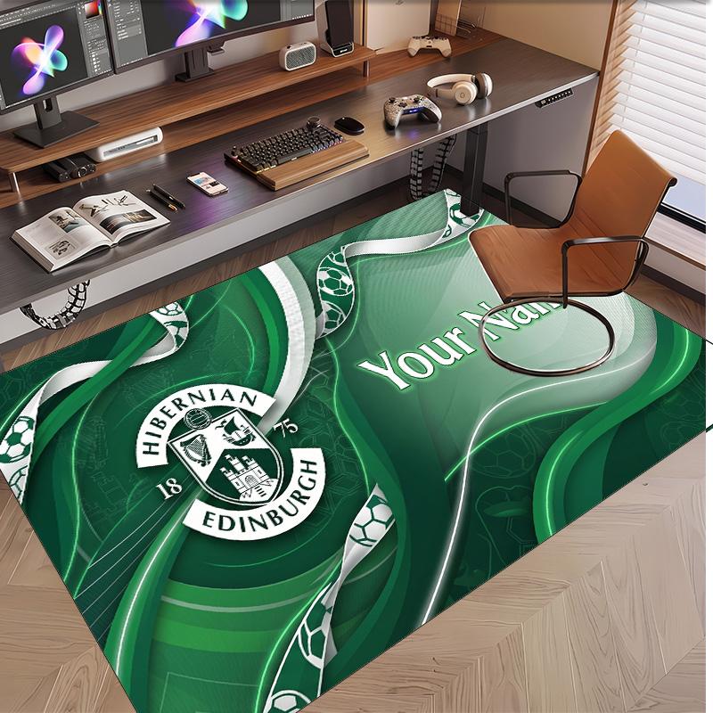 Personalized Crystal Velvet Carpet Hibernian FC Pattern Non Slip Floor Rug