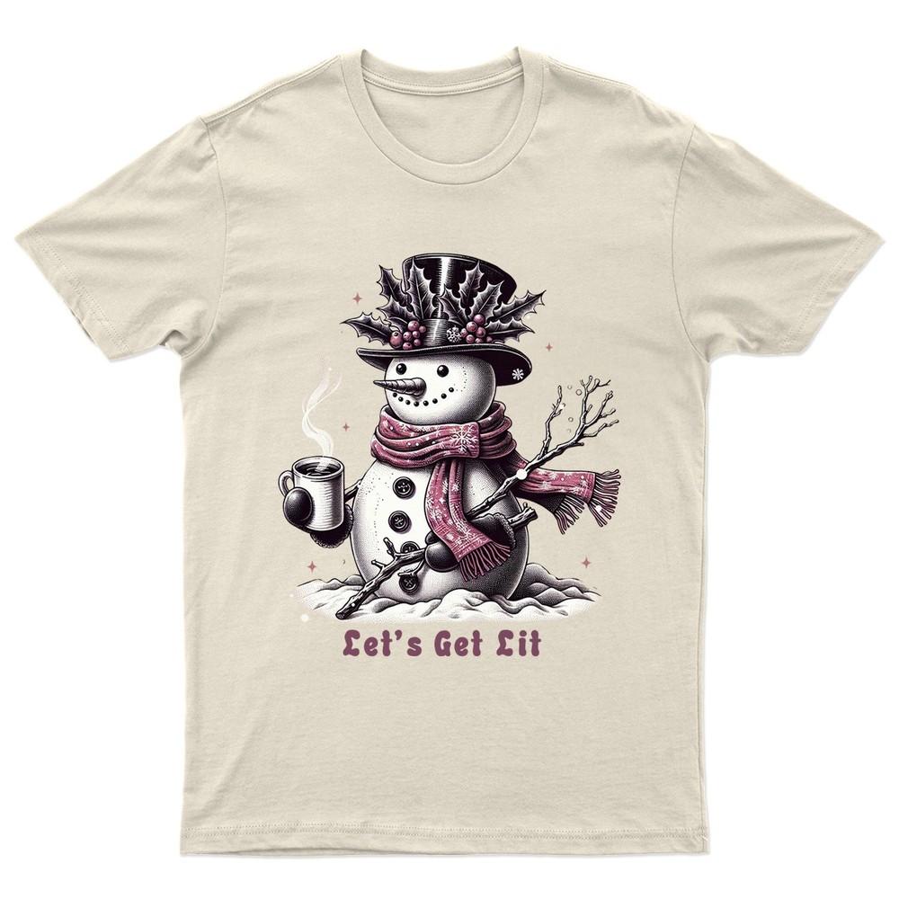 Snowman Lets Get Lit TShirt Unisex Gift Retro Funny Womens Vintage Mens Unisex T-Shirt L