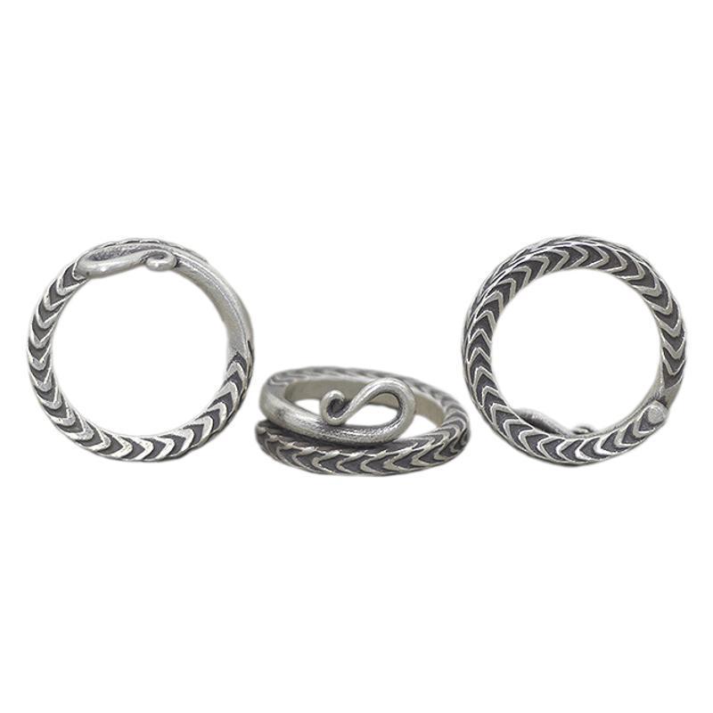 Thai Ethnic Handmade Silver Leaf Tribal Ring for Women, Vintage Style Index Finger Accessory
