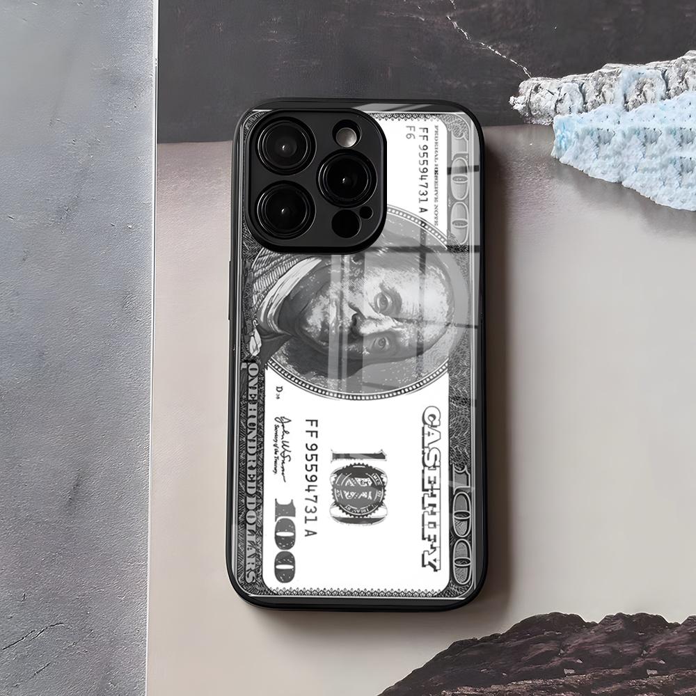 

Graffiti Money Pattern Phone Case For IPhone 17 Air 16 E Pro Max 15 14 13 Mini 12 Pro 11 Max Plus Black Glass Cover iPhone 14ProMax