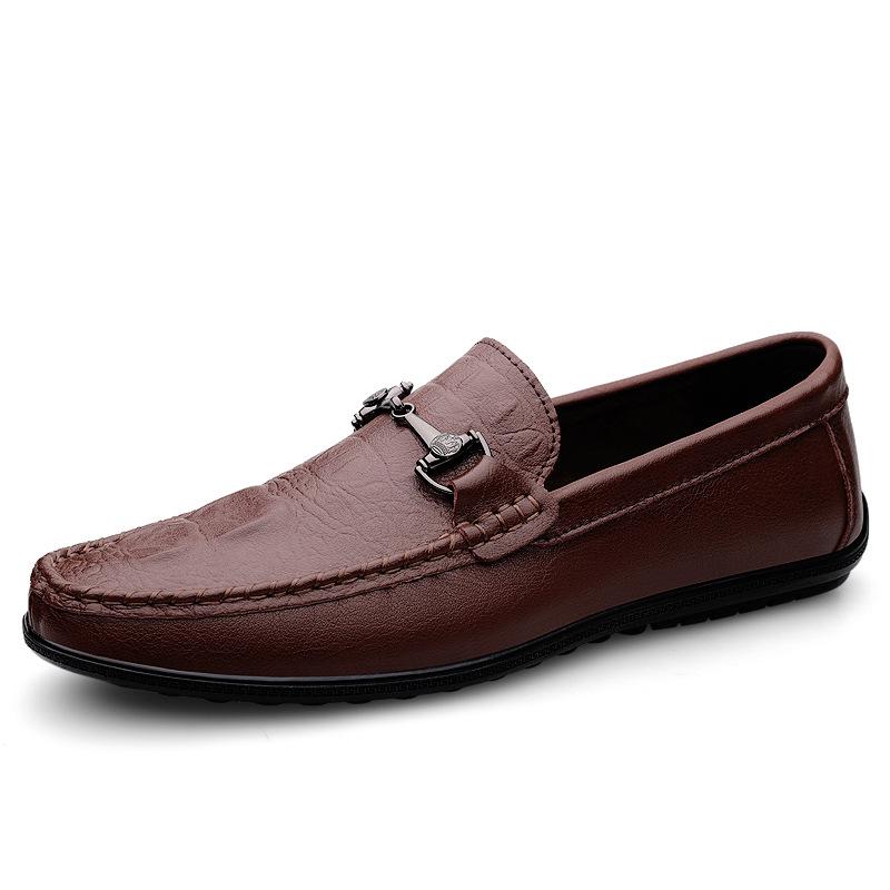 Men’s Leather Slip-On Loafers: Casual Driving Shoes in Large Sizes 46 коричневый