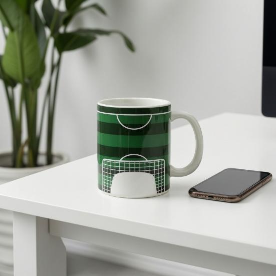 Fußball bedruckte Kaffeetasse, Keramik-Teetasse für Zuhause und Büro, 340 ml Fassungsvermögen, Hitzesensitiv, Farbwechselndes Geschenk für Sportfans