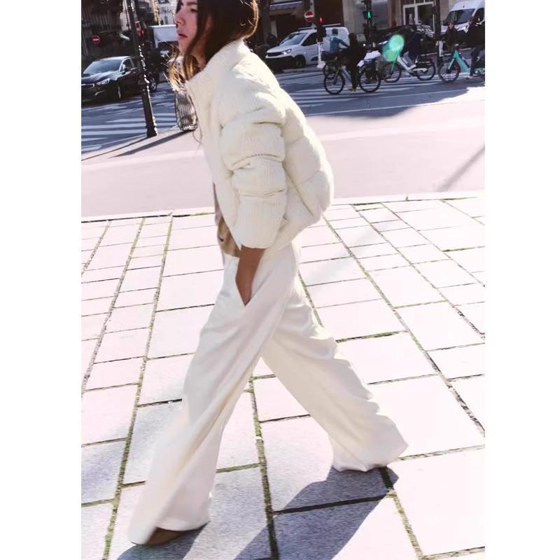 Fall and Winter New Women's Clothing French Style All-Matching Stand Collar Long Sleeves Zipper Short Cotton Jacket Jacket Outwear 6318229