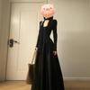 Hepburn French Black Dress Children's Autumn and Winter 2026 New with Coat Inside with Base Temperament Dress