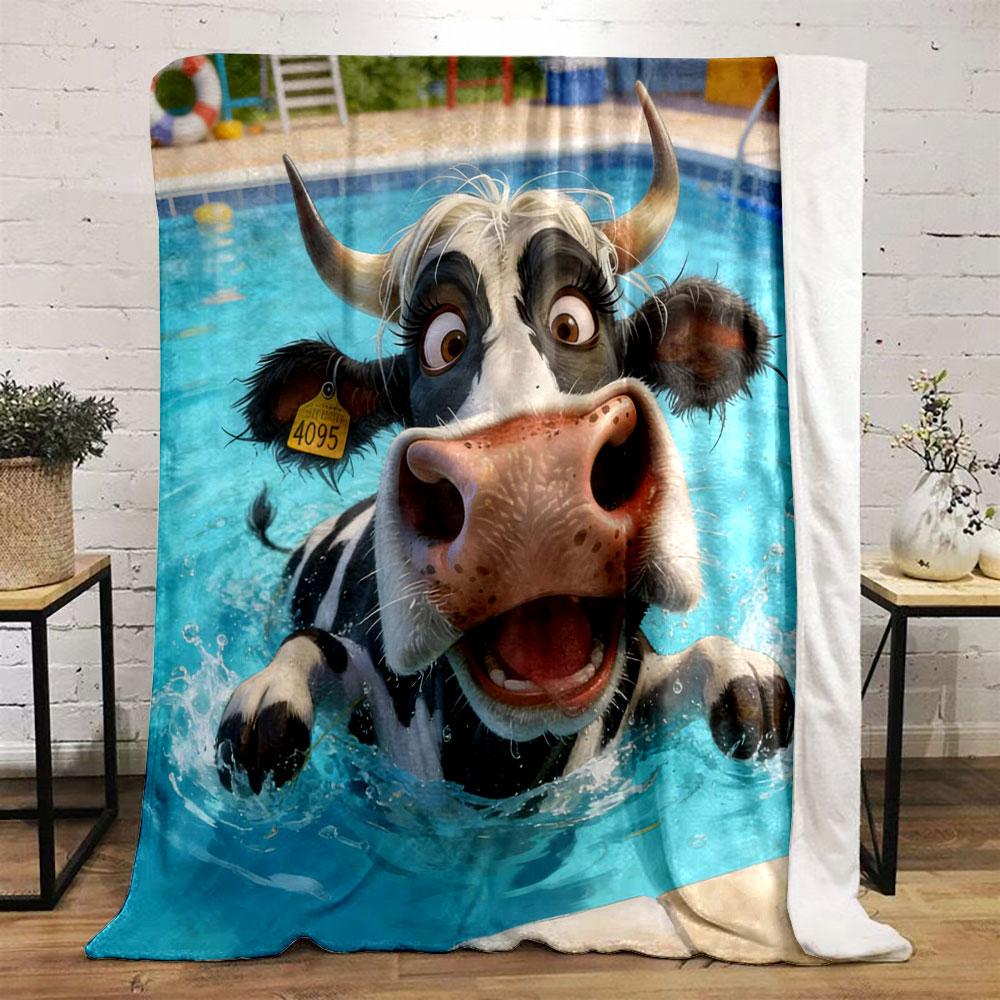 

6 Style Fun Cow Style Print Blanket Warm Soft Fluffy Kids and Adult Sofa Bed Throw Blanket Outdoor Travel Camping RV 75x90cm