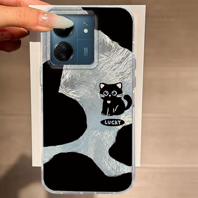 

For Xiaomi Poco X3 X3 Pro X5 Pro X6 M6 M6 Pro M2 Pro M5S C61 C65 5G Phone Case Cute Black Cat Cartoon Vortex Pattern Cover Shell Poco X5 Pro