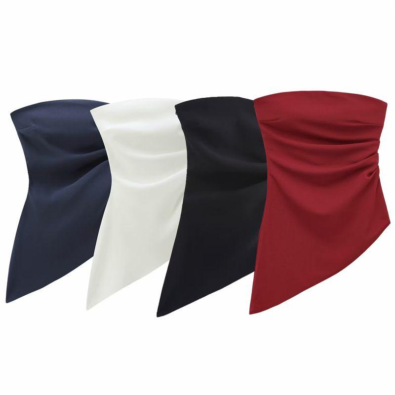 Jnleaog Autumn New Women's Clothing Fashion Style French Style Design Ruched Asymmetric Tops 0085837