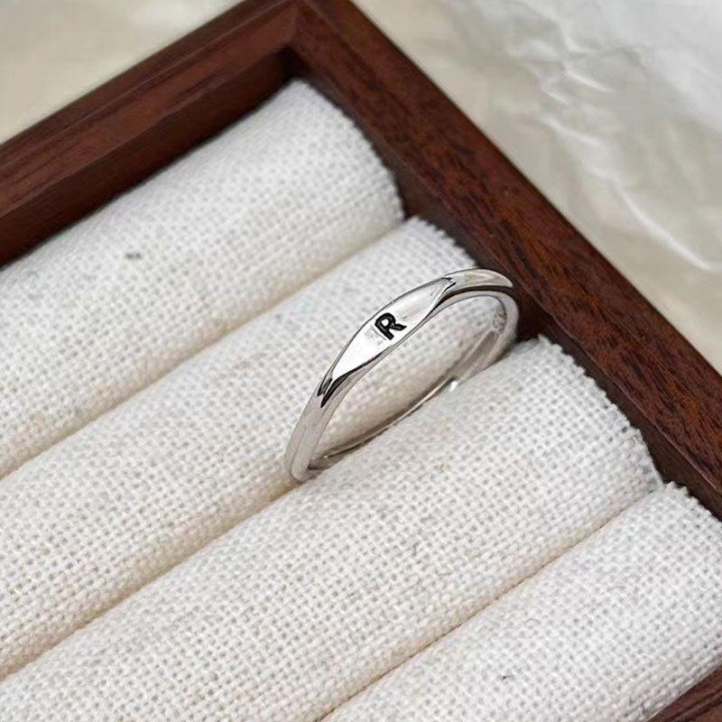 Aesthetic Wedding Tiny Initial Letter Rings Jewelry Gift Women Fashion Letter Finger Gift Stainless Steel Ring