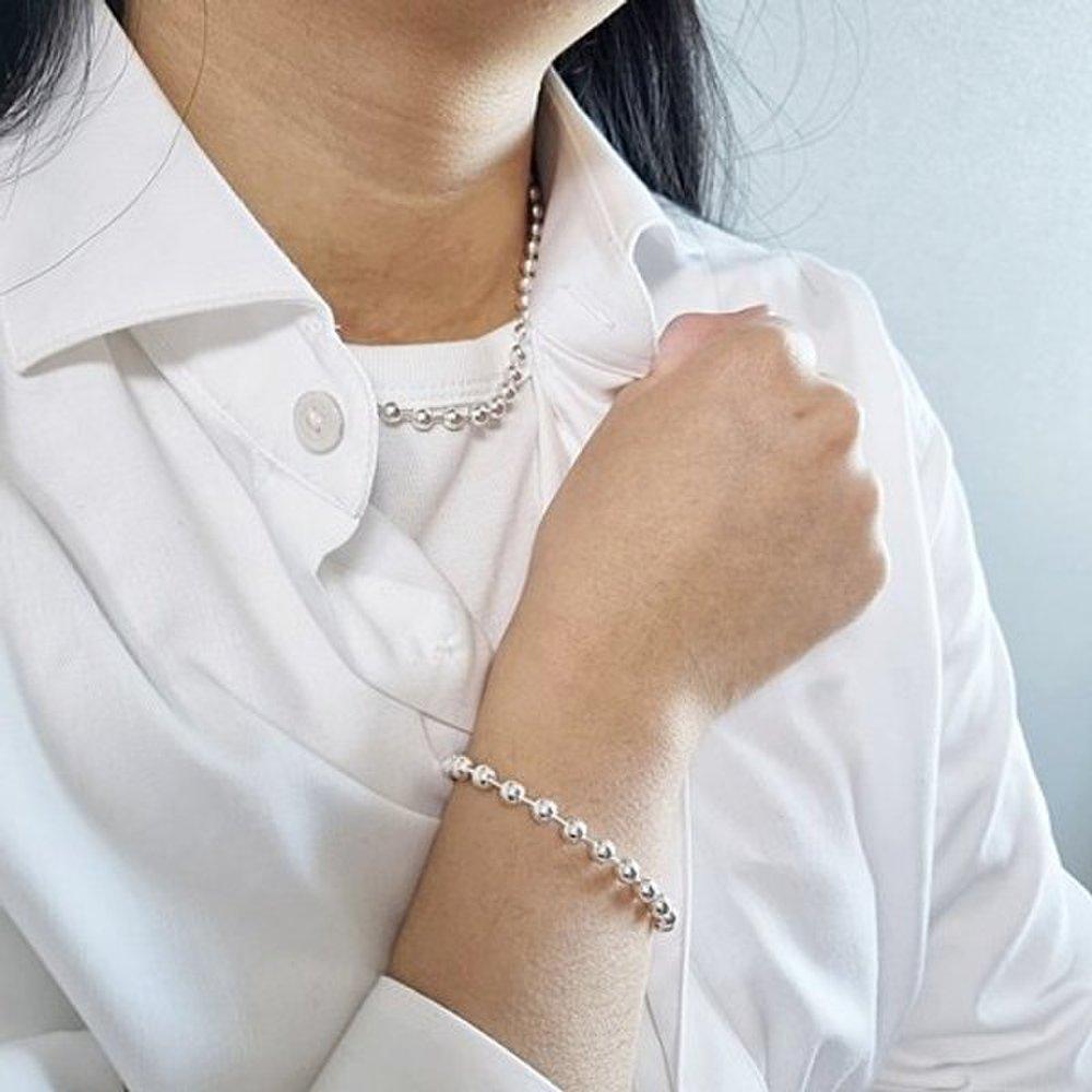 Silver ball 4mm silver bracelet thick best popular couple unisex pearl sterling silver gathering