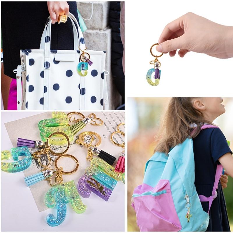 Silicone Alphabet Resin Molds Kit Letter Silicone Mold Epoxy Resin Casting Mold Keychain Making Set Keychain Supplies