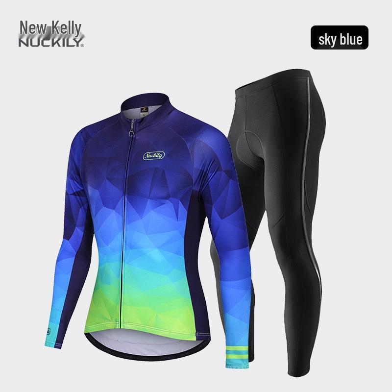 NUCKILY Men's Winter Cycling Suit with Silicone Padded Seat and Fleece for Mountain Biking