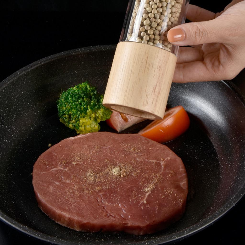 Manual Pepper Grinder Multifunctional Efficient Grinding Oak   Acrylic Pepper Mills Shakers