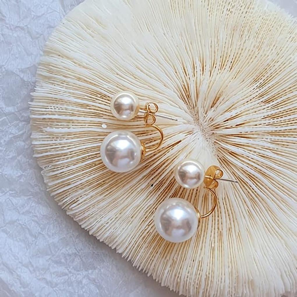 Women's Daily 925 Silver Twin Pearl Earrings