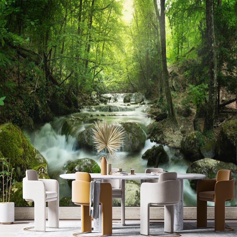 Natural Landscape Wallpaper Enchanting Forest Waterfall 3d Mural For Living Room Bedroom Forest Wall Mural