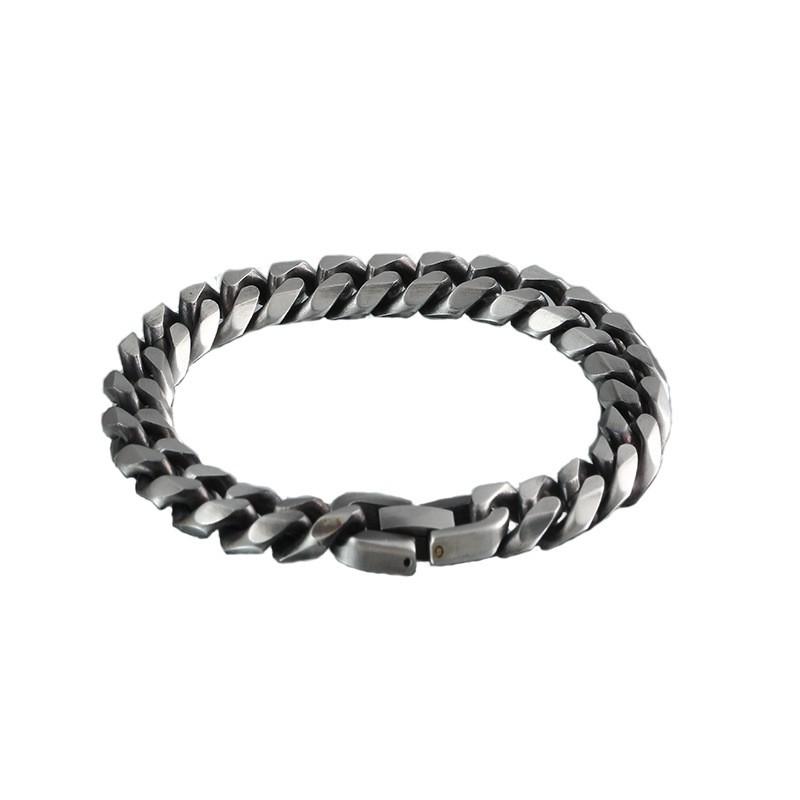 Mens Titanium Steel Vintage Geometric Bracelet Retro Minimalist Hip Hop Biker Style Wristband Daily Wear
