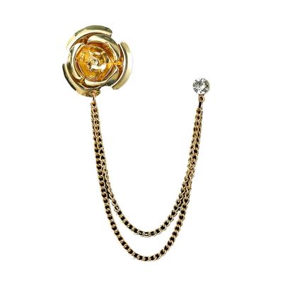 Wedding Men's Tassel Temperament Flower Brooch Korean Chain Suit Gold Pin Brooch Fashion Wedding Accessories