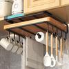 Hängendes Küchenregal mit Haken unter dem Schrank, Papierhandtuch, Lumpen, Aufhänger, Schneidebrett, Topfdeckelhalter, Aufbewahrungsregal