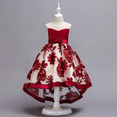 Barn Flicka Barn Kostym Blomsterbroderi Prinsessklänningar Ärmlös Fest Bröllopsceremoni Kläder