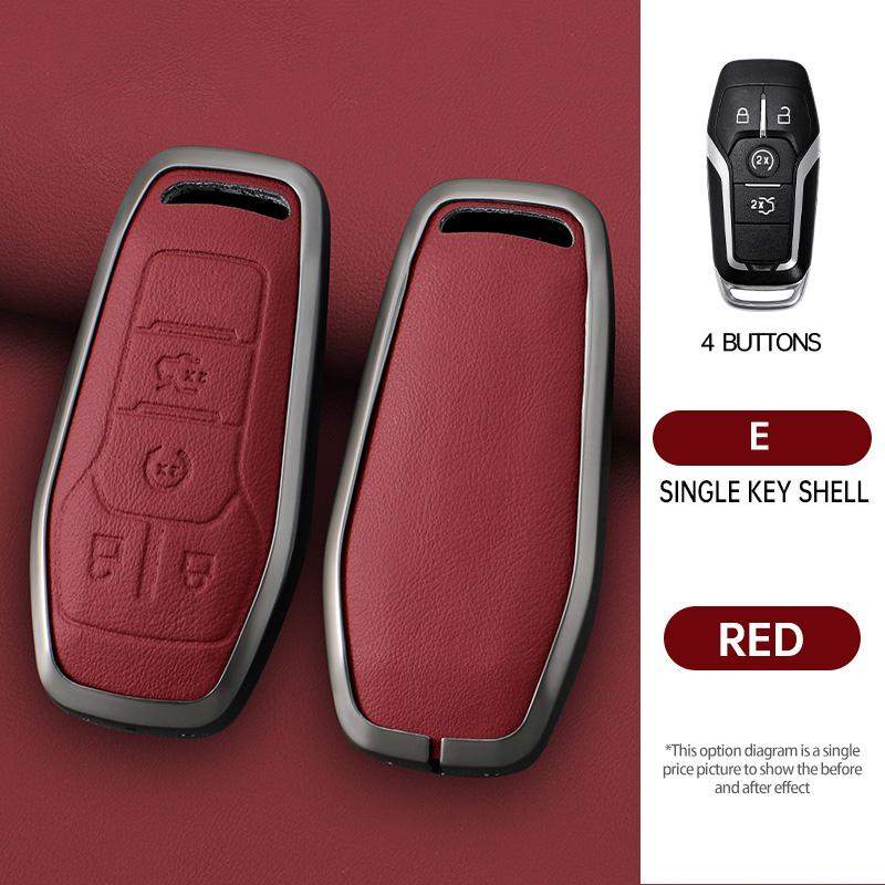 Zinc Alloy Genuine Leather Auto Smart Key Fob Cover Case Fit For Ford Fusion Mondeo Mustang F-150 Explorer Edge Auto Accessories