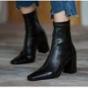 New Style Shoes for Women Ankle Boots for Women Side Zipper Stretch Middle Heel Plus Size Short Boots Fashion Pointed Shoes