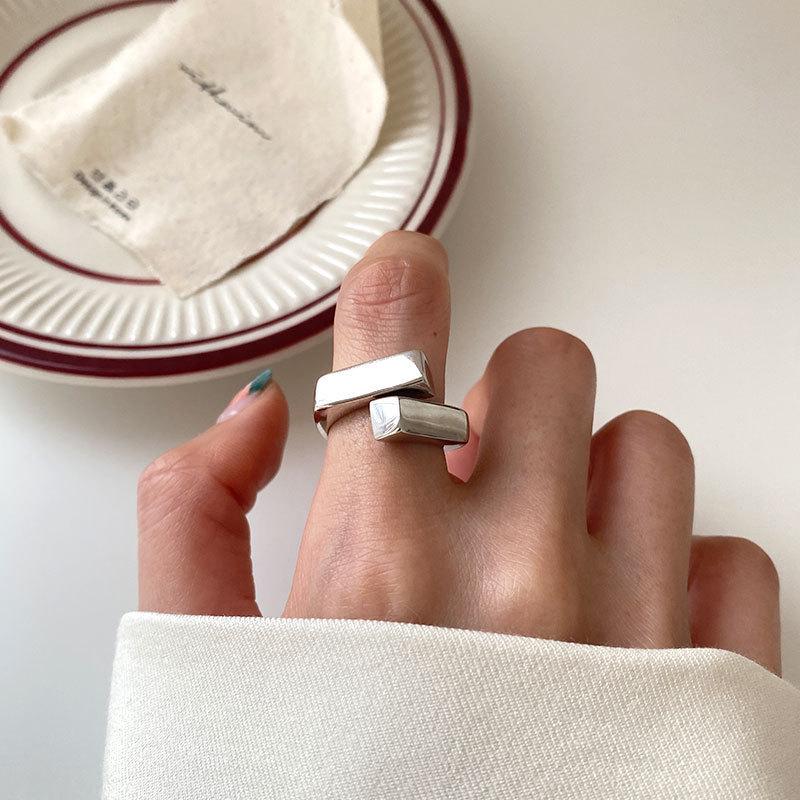 Geometric Cross Women's Minimalist Adjustable Metal Ring - Trendy Cold Style Index Finger Accessory