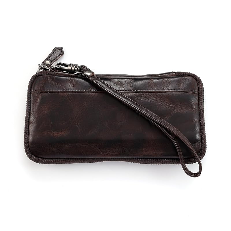 

[IJUN] Tanned leather long wallet men s genuine leather vintage Italy washed vegetable tanned leather (chocolate)