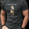 Unisex Black Oneck Tshirt North Shore Hawaii Surf Print Casual Short Sleeve Cotton Tee Beach Palm Tree Streetwear Slim Fit Tops