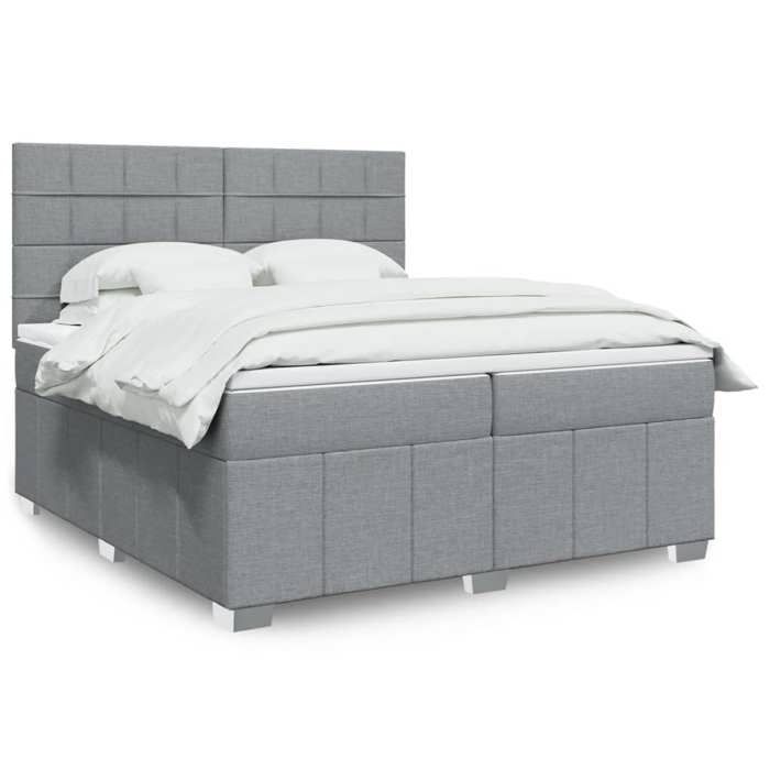 Maison Exclusive - Sommier à lattes de lit avec matelas Gris clair 200x200cm Tissu