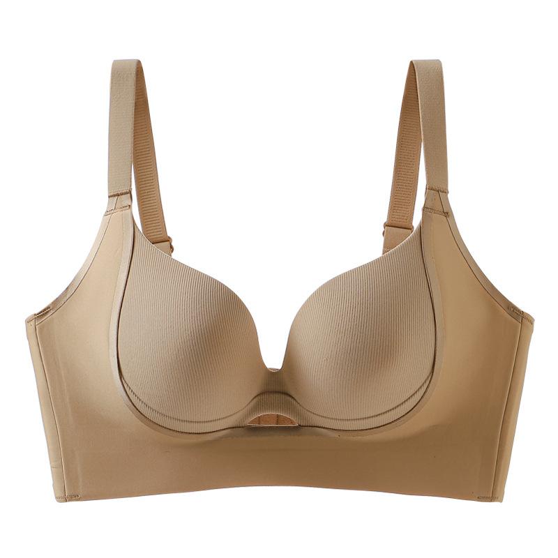 Traceless Steel Rim Full Cup Bra Massage Cup Fat Mm Big Chest Thin Gathering Adjustment Type