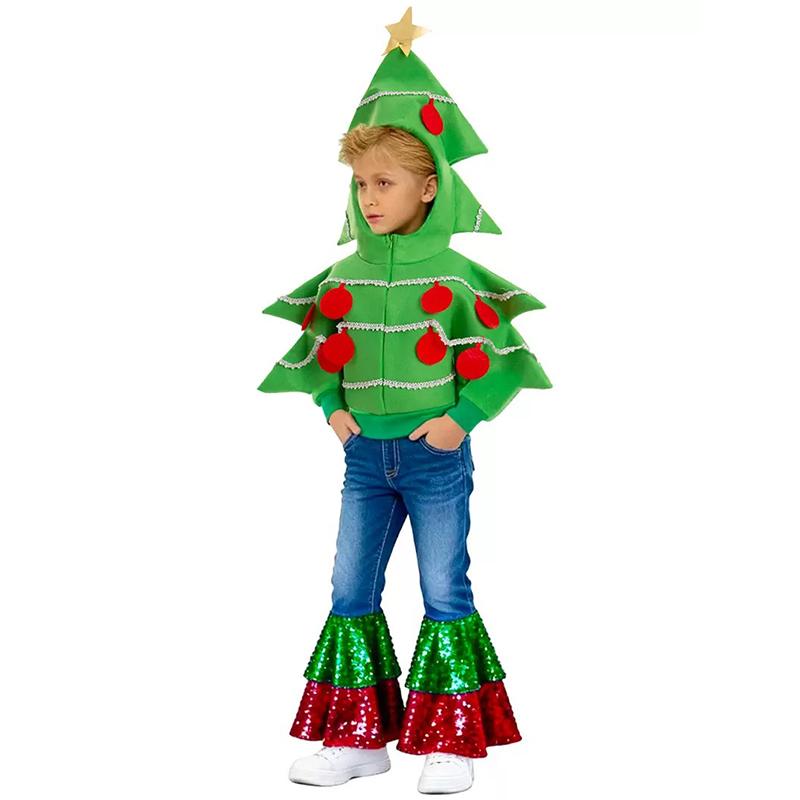 Kids Christmas Tree Cosplay Costume, Children’s Party Activity Dress-Up Outfit
