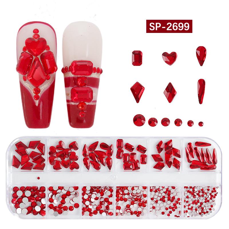 12-Grid Irregular Transparent AB Glass Diamonds for Nail Art