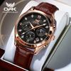 OPK 8162 Fashion Men's Quartz Wristwatch Chronograph Auto Date Luminous Leather Strap Moon Phase Luxury Man Watch