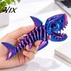Jucărie Rechin cu Coloană Vertebrală Mobilă Figurină Schelet Articulat Imprimată 3D, Os Flexibil cu Articulații Perlate pentru Ameliorarea Stresului Fidget, Decor pentru Birou, Cadou pentru Copii