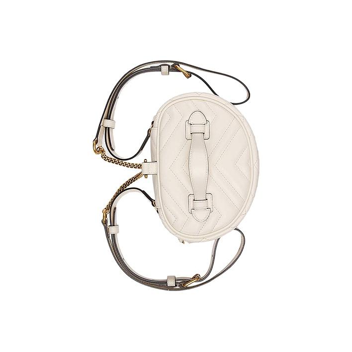 Gucci GG Marmont Matelassé Leather Round Mini Backpack Crossbody Bag In White For Women Daily Use