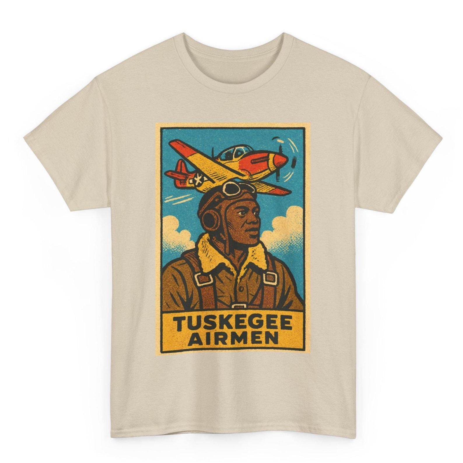 Tuskegee Airmen T-Shirt: Retro Comic WWII Pilot Graphic 4XL
