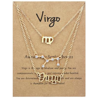 12 Zodiac Necklace Set Ins Retro Letter Symbol Jewelry
