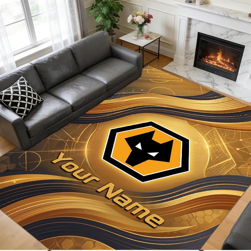 Crystal Velvet Rug Custom Name Text, Soft Non Slip Floor Mat Home DecorWolverhampton Wanderers Football