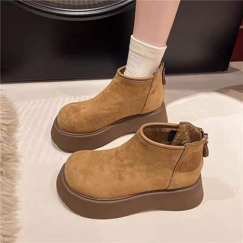 

Frosted fleece Birkenstocks Martin thick-soled heightening new boots women s 2025 winter fleece zipper short boots super thick 39
