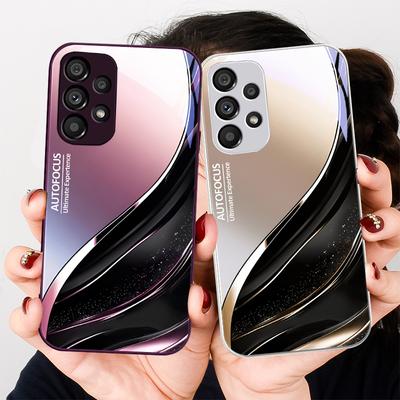 Schwarz Gold Abstrakt Für Samsung Galaxy S23 U Ltra 24 Plus S20 21 FE S25 Ultra A70 A72 73 51 52 53 Gehärtetes Glas Handyhülle