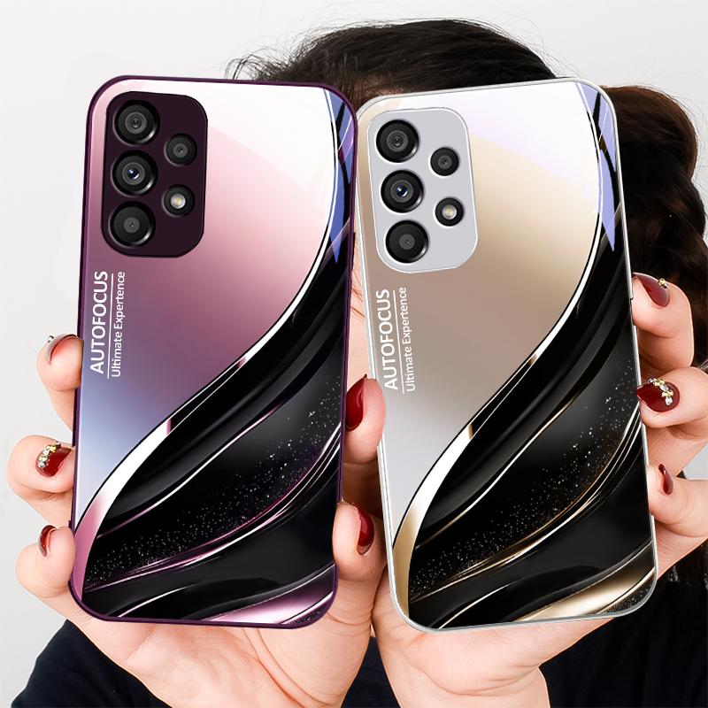 Schwarz Gold Abstrakt Für Samsung Galaxy S23 U Ltra 24 Plus S20 21 FE S25 Ultra A70 A72 73 51 52 53 Gehärtetes Glas Handyhülle