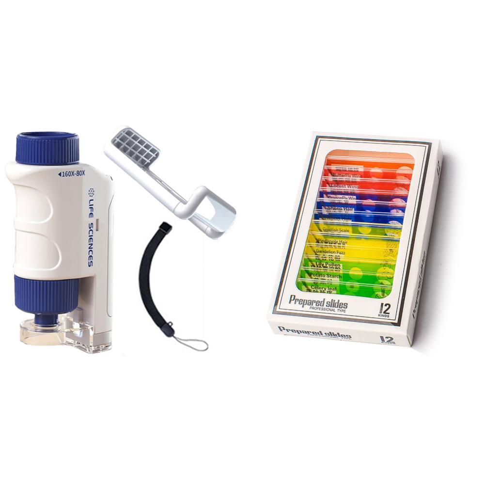 

60-120X Handmikroskop, Taschenmikroskop für Experimente (blau mit Gestell) НОВИЙ