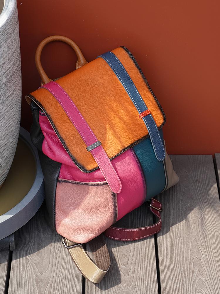 Zency Women's Stylish Genuine Leather Backpack Large Capacity Rucksack For Ladies