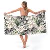 Tropical Hibiscus Flower Printed Beach Towel Quick Dry Polyester Bath Towel Pink Floral Sand Free Pool Towel for Summer Vacation