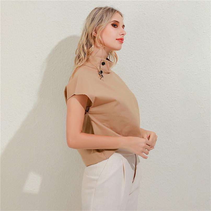 Hochwertiger Sommer Mode Damen Pullover Kurzarm Hemd Einfarbig Geknöpft Lässig Locker Oberteil