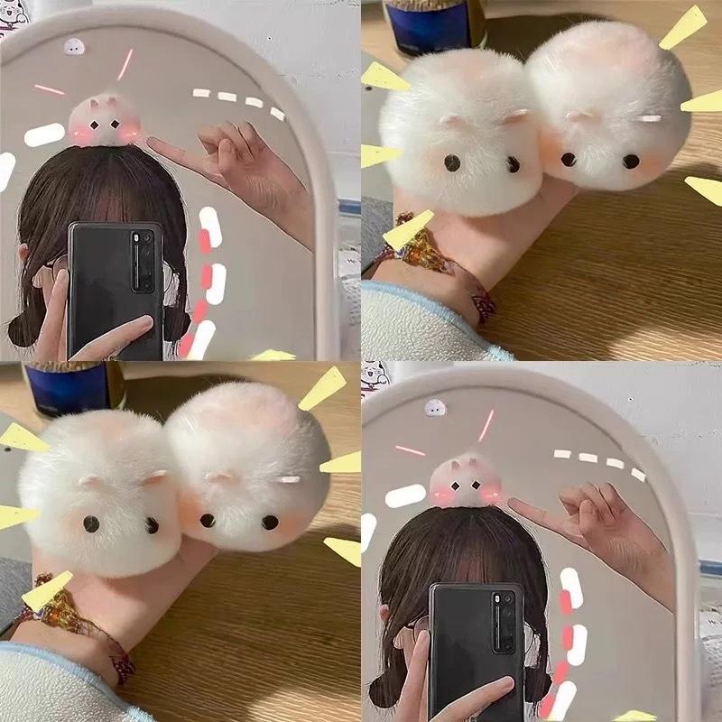 1Pcs Cute Fluffy Plush Little Rabbit Hair Clips Soft Touch For Girls Daily Wear Party Cosplay Small Gifts