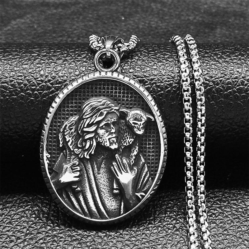 Ювелирные изделия из нержавеющей стали Медаль Подвеска Крест Ожерелье Серебряные Винтажные Хип-Хоп Украшения